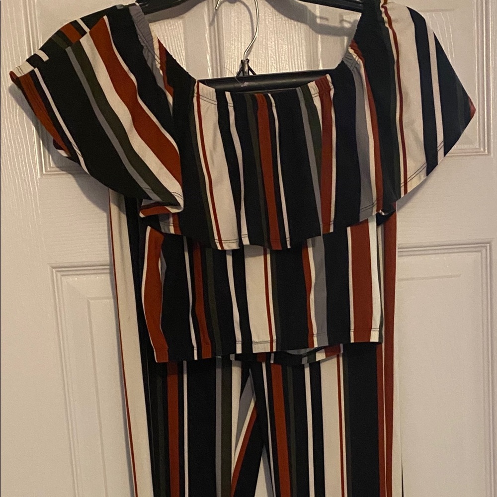 Trendy striped two piece set
